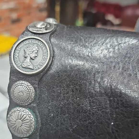 Black Leather Backpack with Renaissance Coins Silver Accents - Picture 16 of 16